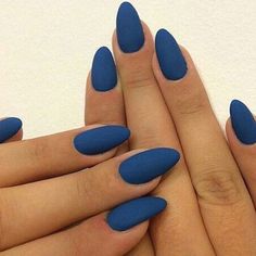 50+ Almond Nail Designs | Art and Design Matte Stiletto Nails, Almond Nail Art, Unghie Nail Art, Nagellack Trends, Matte Nail Polish, Almond Nails Designs, Almond Nail, Blue Nail