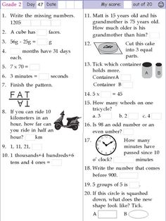 the worksheet is filled with numbers and words to help students understand what they are doing