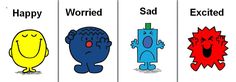 Use these Mr Men characters for a feelings display - children can attach a peg or their name to the one they identify with that day. Feelings Display, Mr Men Characters, Nurture Group, Eyfs Classroom, Mr Men Little Miss, Eyfs Activities, Classroom Behavior Management, Monsieur Madame, School Displays