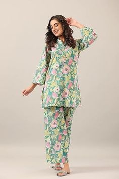 Yashika Women Shirt. click the link to buy(visit). #ad Cotton Suit Designs, Tops Outfit, Cotton Loungewear, Loungewear Set, Kurta Designs, Floral Print Tops