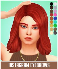 an animated image of a woman with red hair and blue eyes, wearing a brown tank top