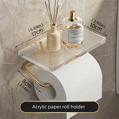 a toilet paper holder with an acrylic paper holder attached to it