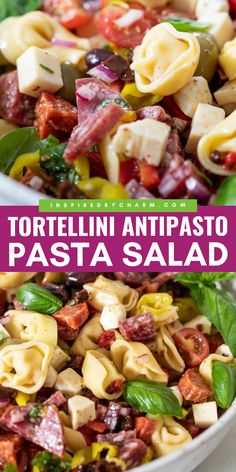 Looking for summer salad ideas? This tortellini salad recipe is an easy BBQ side dish! It's perfect for your Memorial Day party food. Tossed in a homemade vinegar dressing, this Tortellini Antipasto Pasta Salad is so flavorful! Summer Tortellini Dinner Recipes, Antipasto Tortellini Pasta Salad, Memorial Day Salad Ideas, Memorial Day Bbq Side Dishes, Memorial Day Pasta Salad, Memorial Day Recipe Ideas, Cold Side Dishes For A Crowd, Memorial Day Salads, Tortellini Salad Recipes