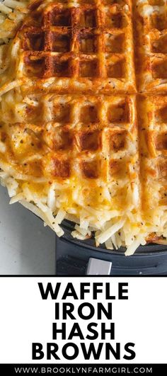 waffle iron hash browns with text overlay