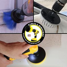 a collage of pictures showing different types of cleaning products and tools used to clean windows