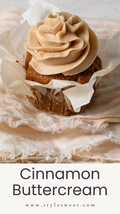 cinnamon buttercream cupcake with frosting on top