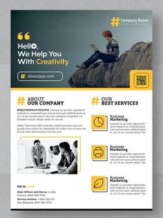 a yellow and black business flyer template