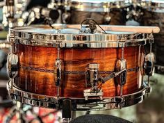 a close up view of a wooden drum