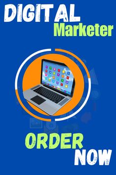 a laptop computer with the words digital marketer order now