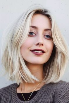 Platinum Ash Blonde Lob Haircut Ideas Brown Hair, Platinum Blonde Hair Color Ideas, Long Bob Blonde, Ideas Haircut, Side Swept Curls, Morning Hair, Platinum Blonde Hair Color, Hair Dye Ideas, Bubble Ponytail