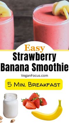 easy strawberry banana smoothie recipe for breakfast