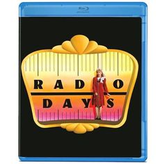 a woman standing in front of a radio days sign