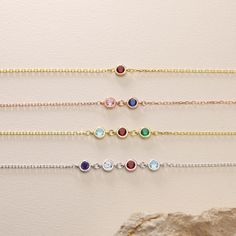 C U S T O M    B I R T H S T O N E     B R A C E L E T 💖 Celebrate the ones you love with the perfect gift - our Family Birthstone Bracelet. Each stone in this exquisite bracelet represents a family member's birthstone, making it a sentimental and meaningful keepsake. 💖 Each Family Birthstone Bracelet is crafted with Love and Care in our workshop using high-quality solid 925 Sterling Silver. You can choose from three stunning finishes - Silver Plated, Rose Plated, or Gold Plated, to suit your personal style and preferences. 100% HAND MADE 100% HIGH QUALITY 925 STERLING SILVER 💖 UNIQUE GIFT FOR YOUR PRECIOUS 💖 QUALITY: * 100% Top Quality Necklaces * 100% Made on High Quality Sterling Silver Chain * 14k Gold plated, Rose Gold Plated or Sterling Silver jewellery * All orders are hand craf Jewelry Dainty, Birthstone Bracelet, Dainty Bracelet, Gift For Her Birthday, Mom Jewelry, Birthstone Bracelets, Dainty Bracelets, Bracelet For Women, Jewelry Pouch