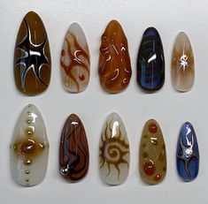 Nails Press Ons, Hippie Nails, Press Ons, Nail Jewelry, Autumn Vibes