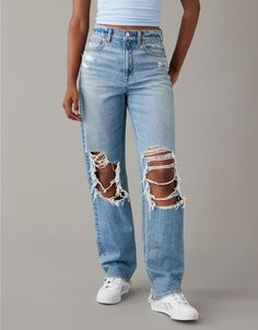 Ripped Baggy Jeans, Baggy Ripped Jeans, Cute Ripped Jeans, Ripped Jeans Outfit, Trendy Outfits For Teens, Cute Preppy Outfits, Summer Jeans, Cute Jeans, Cute Everyday Outfits