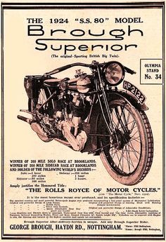 an old motorcycle advertisement for the british motorcyclist's model b through supervisor