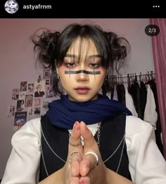 Choso Inspo Outfit, Choso Costume Women, Choso Cosplay Outfit, Diy Choso Cosplay, Choso Makeup Girl, Brown Cosplayers, Jjk Choso Cosplay, Chose Hairstyle, Anime Face Makeup