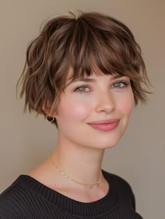 Explore 20 fresh ideas for short hairstyles with bangs, perfect for women with round faces. Enjoy cute, curly, and straight looks that are easy to manage. Short Bob Layered Haircuts With Bangs, Hairstyles With Straight Bangs, Short French Bob With Bangs, Ideas For Short Hairstyles, Short Straight Hair With Bangs, Short Hairstyles With Bangs, Women With Round Faces, Shortish Hair, Bangs And Layers