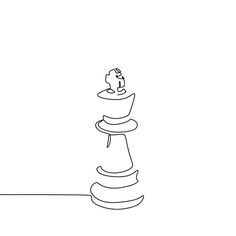 a black and white line drawing of a chess piece on a table with one pawn