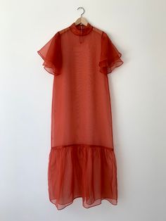 Barre Dress – Kamperett Silk Organza Dress, Dress Organza, Tiered Sleeve, Mode Kimono, Long Slip, Organza Dress, Rust Dress, Silk Organza, Midi Length Dress