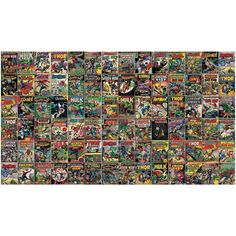 a large poster with comics all over it