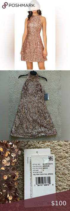 NWT Liv Foster bronze sequin halter dress Sequin Halter Dress, Halter Cocktail Dress, Sequin Halter, Individual Style, Halter Dress, Sequin, Cocktail Dress