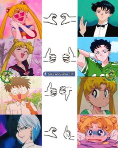 some anime characters with different expressions