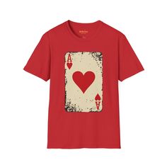 Red Playing Card Graphic, Poker Gifts, Love And Luck, Ace Of Hearts, Celebrate Love, Playing Card, T Shirt Design, Soft Fabric, Poker