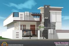 this is a 3d rendering of a modern house with balconyes and balconies