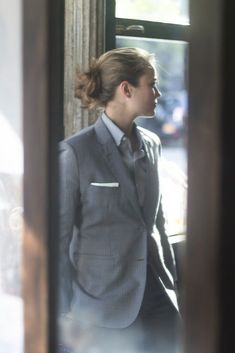 Bindle & Keep | Women in Suits #105 Women In Menswear, Woman In Suit, Women Suits, Lesbian Wedding, Androgynous Fashion, Tomboy Fashion, Suit Up, Pocket Squares