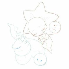 a drawing of an animal and a baby in the shape of a star with two smaller animals