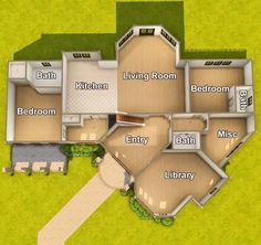 an aerial view of a house with lots of rooms