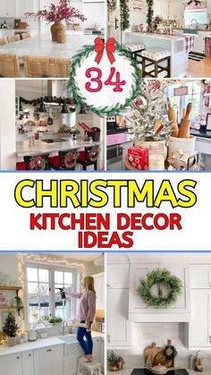 christmas kitchen decor ideas with text overlay