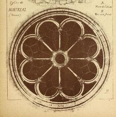 an old drawing of a circular window