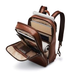 Classic Leather Slim Backpack Slim Backpack, Leather Laptop Backpack, Sac Lunch, Luggage Backpack, Leather Laptop, Classic Backpack, Laptop Pocket, Top Grain Leather, Classic Leather