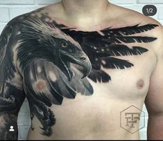 a man with an eagle tattoo on his chest