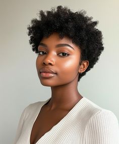 Short comb coils with tightly defined curls, offering a neat and polished look. Ideal for showcasing natural hair texture. Protective Styles On Short Natural Hair, Shaped Afro Natural Hair, Short Afro Coloured Hair, Short Comb Coils, Very Short Afro Hairstyles 4c Hair, How To Define 4c Curls Short Hair, Short Afro Aesthetic, Tapered Afro Women Shape, Fro Styles