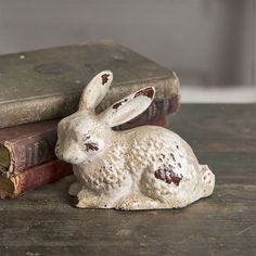 Cast Iron Bunny Statue Bunny Statue, Sleeping Bunny, Bunny Figurine, Bunny Decor, White Cottage, French Country Cottage, Bunny Rabbit, Spring Decor, Vintage Charms