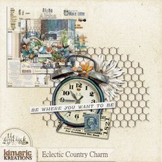 an image of a clock with words and pictures on the front cover that says electric country charm