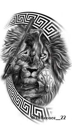 Warrior Tattoo Sleeve, Gladiator Tattoo, Spartan Tattoo, Lion Tattoo Sleeves, Mens Lion Tattoo, Lion Head Tattoos, Men Tattoos Arm Sleeve, Mens Shoulder Tattoo, Lion Tattoo Design