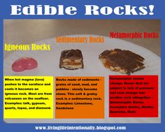 an advertisement for edible rocks on a plate with information about the rock types and their uses