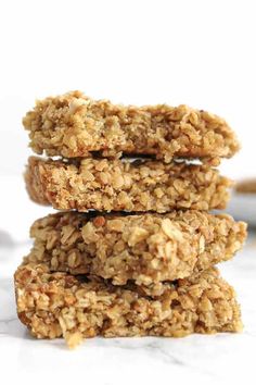 three oatmeal cookies stacked on top of each other