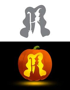 an image of a pumpkin with the silhouettes of two people on it, and one is