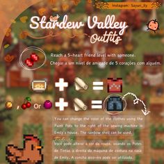 an info sheet for the stardew valley quilts game, which features several different items