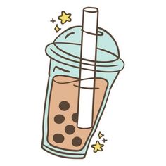 a drink in a glass with a straw and stars around it