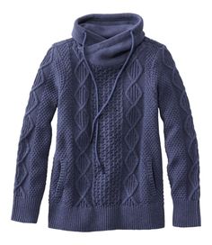 Iconic style meets Saturday comfort in this casual version of our fisherman's sweater, featuring supersoft premium cotton yarns. Slightly Fitted: Softly shapes the body. Falls at hip. 100% cotton. Nautically inspired cables and stitches. Machine wash, dry flat. Kangaroo pocket. Comfy funnel neck falls lightly around neck and adjusts with drawstring. Ribbed at cuffs and hem. Imported. Fit: Slightly Fitted | Women's Signature Cotton Funnelneck Sweater, Cotton/Cotton Yarns Make Up Studio, Stitch Fix Inspiration, Style Cardigan, Fall Clothes, Fall Winter Style, Stitch Fix Style, Fall Winter Fashion, Clothes Style, Fall Style