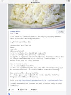 a facebook page with an image of a piece of cake on the top and bottom