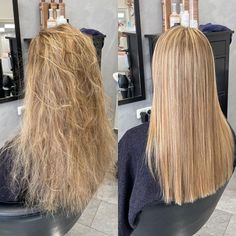 Salon Treatments For Damaged Hair, Hair Glossing Before And After, Glowing Hair, Salon Hair Treatments, Dry Frizzy Hair, Texturizer On Natural Hair