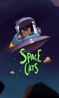 an image of a cat in a spaceship with the words space cats on it