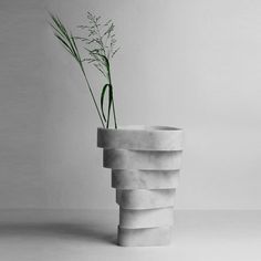 a plant in a marble vase on a table